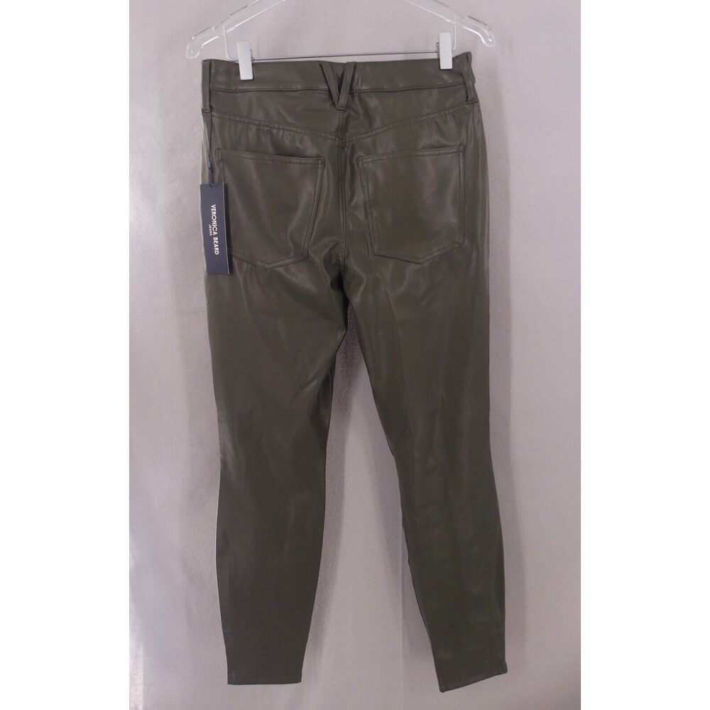 Veronica Beard 29 Pants Debbie Vegan Leather High Rise Skinny Ankle Green NWT - Picture 3 of 10